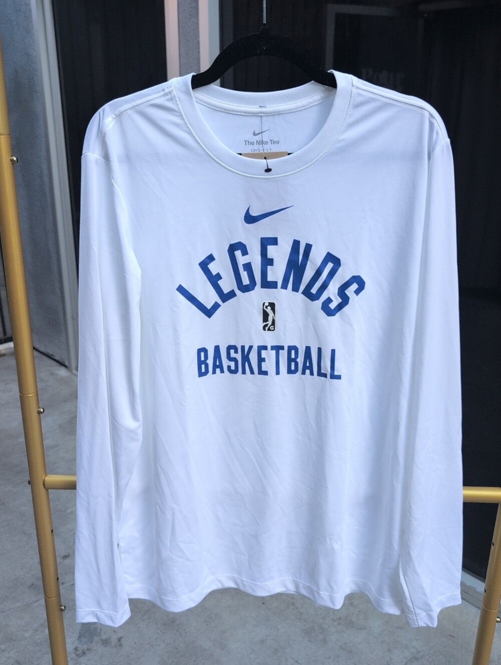 Men's Nike NBA G League Legends Basketball Long-Sleeve Tee - White/Blues Size L